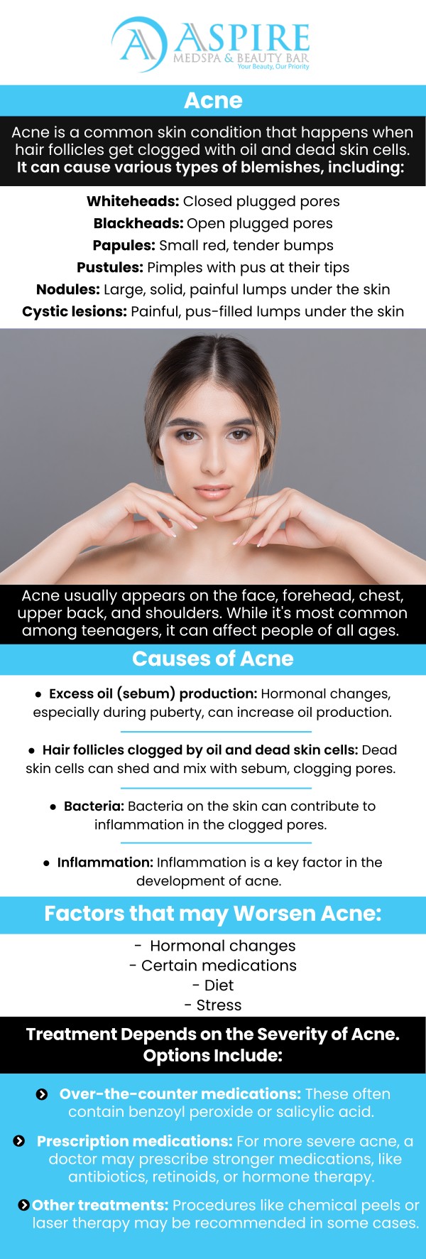 Acne symptoms include whiteheads, blackheads, pimples, and cysts, often appearing on the face, chest, or back. These breakouts can be inflamed, tender, and persistent, sometimes leading to scarring if left untreated. Visit Rosaly Stephens, MSN, ARNP-C for personalized care. We use medical grade acne treatments tailored to your concerns. For more information, contact us or schedule an appointment online. We are conveniently located at 12932 N Dale Mabry Hwy, Tampa, FL 33618.