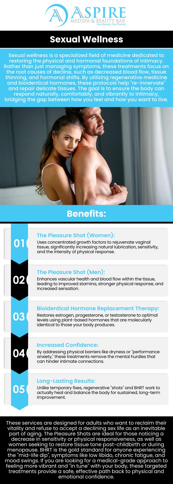Common questions asked by clients: What are the common treatments available for improving sexual wellness? How can lifestyle changes impact sexual wellness and performance? What role does hormone therapy play in sexual wellness for both men and women? Are there non-invasive treatments for sexual wellness concerns? For more information, contact us or schedule an appointment online. We are conveniently located at 12932 N Dale Mabry Hwy, Tampa, FL 33618. We serve clients from Tampa FL, Egypt Lake-Leto FL, Town ‘n’ Country FL, Westchase FL, Temple Terrace FL, Lutz FL, Oldsmar FL, Keystone FL, Wesley Chapel FL, and surrounding areas.
