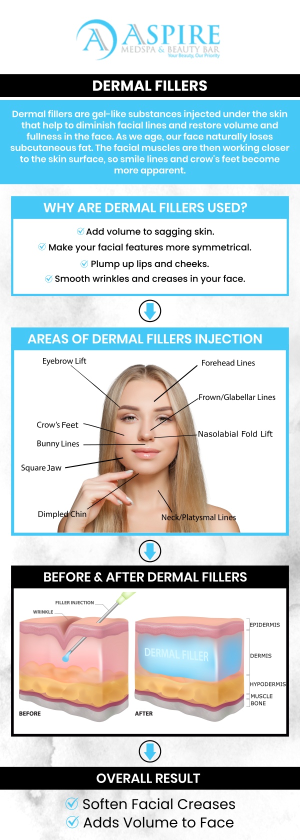 Dermal fillers are a minimally invasive, safe, and effective solution for anyone seeking to soften signs of aging or enhance their facial features. At Aspire MedSpa & Beauty Bar, Rosaly Stephens, MSN, ARNP-CO, is dedicated to providing personalized treatments that enhance your natural beauty and restore volume with precision and artistry. We use the latest techniques to ensure a comfortable experience and stunning, long-lasting results, helping you feel confident in your skin. For more information, contact us or request an appointment online. We are conveniently located at 12932 N. Dale Mabry Hwy Tampa, FL 33618. Dermal fillers are a minimally invasive, safe, and effective solution for anyone seeking to soften signs of aging or enhance their facial features. At Aspire MedSpa & Beauty Bar, Rosaly Stephens, MSN, ARNP-CO, is dedicated to providing personalized treatments that enhance your natural beauty and restore volume with precision and artistry. We use the latest techniques to ensure a comfortable experience and stunning, long-lasting results, helping you feel confident in your skin. For more information, contact us or request an appointment online. We are conveniently located at 12932 N. Dale Mabry Hwy Tampa, FL 33618.